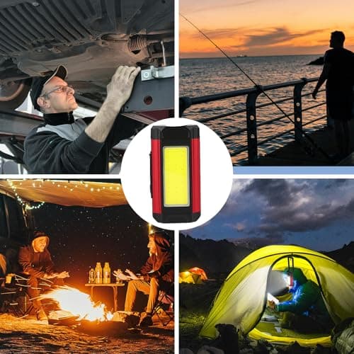 LED Magnetic Work Light, Portable USB Rechargeable COB Light, with Kickstand and Carabiner, 360° Rotating and 180° Rotate Folding Flashlight for Car Repairing, Workshop, Household and Emergency Use - Thumbnail 6