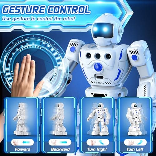 BAZOLOTA Robot Toys for Kids, Programmable Remote Control Robot with Walking, Sliding, Singing and Dancing, RC Gesture Sensing Control Smart Robots for Age 3-12 3-5 Kids Christmas Birthday - Thumbnail 3