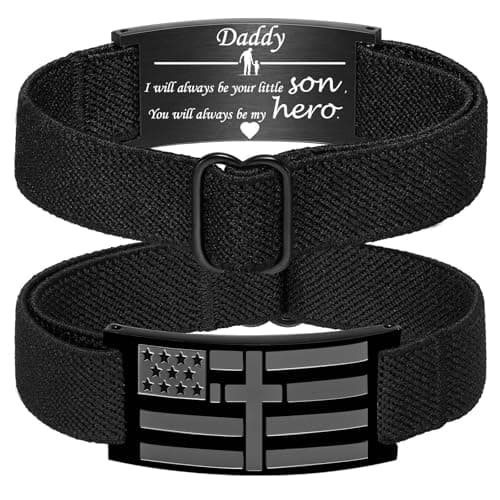 GLEZZA To Daddy from Son Bracelets Gifts,American Flag Cross Bible Verse Bracelet Christmas Birthday Christian Fathers Day Jewelry Gifts,Adjustable Size