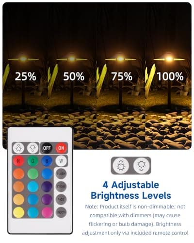 Noobibaba T10 LED Bulb Color Changing, RGB T10 T5 Wedge Base LED Bulb 12V-24V for LED Landscape Light Bulbs, Warm White+15 Multicolor Christmas Decoration Lights (3 Bulbs and one Remote) - Thumbnail 4