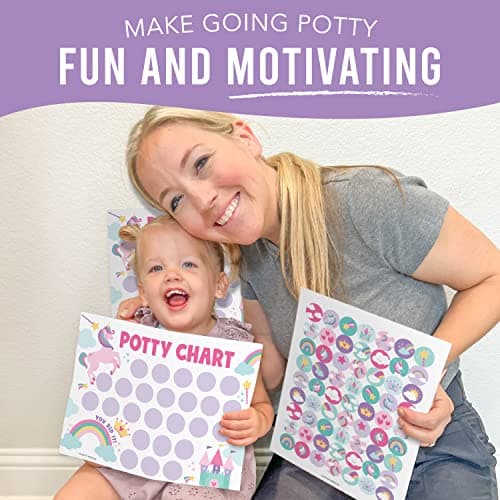 Hadley Designs Potty Training Chart for Toddlers Girls -10 Sticker Potty Chart for Toddlers Girls, 8.5x11" Potty Training Sticker Charts for Toilet Success, Unicorn Toddler Reward Chart for Kids - Thumbnail 4