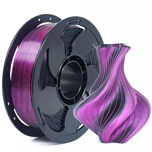 1.75mm PLA Filament Silk Dual Bi Color Black Fuchsia, Coextrusion 3D Printer Filament with Shiny Silk Rainbow, 1kg (2.2lbs) Spool Neatly Wound Smooth Color Transition 3D Printing Rods - Image 1