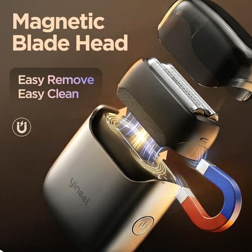 Yineel VT100 Electric Foil Shaver for Men, Pocket-Sized with Case, Sleek Portable Mini Electric Razor, 90mins Runtime, 3 Floating Blades, Travel-Friendly, IPX7 Waterproof, Gifts for Men - Thumbnail 6
