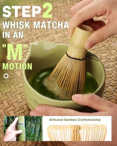 Matcha Whisk Set - 5PCS Matcha Set Includes 17OZ Chawan with Spout, Bamboo Chasen Whisk with Ceramic Holder, Matcha Scoop and Stainless Sifter, Matcha Kit for Ceremony, Gift for Matcha Lovers - Thumbnail 6