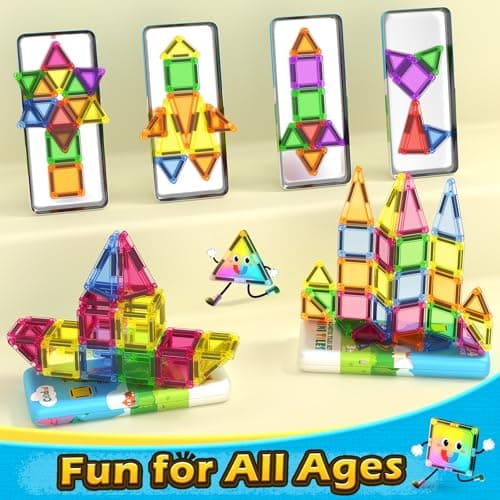 Coodoo Magnetic Tiles for Kids Ages 4-8 Toddler Toys Magnetic Blocks Building Toy STEM Outdoor Kids Toys Gift for Boys & Girls 3+ Year Old, Pocket-Sized Mini Tiles for Classroom Must Haves - Thumbnail 2