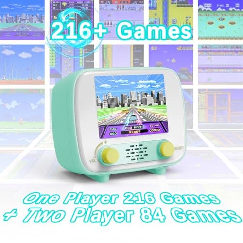 Handheld Game Console, Retro Handheld Game Console with 2.8-inch LCD Screen,Featuring 216 Single-Player Games and 84 Two-Player Games, Suitable for Children and Adults - Thumbnail 2