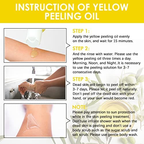 YAFUSIPE Yellow Peeling Oil for Dark Skin Strong Peel Oil Extra Strength Exfoliating Chemical Exfoliant Peels Solution at Home Body Peeling for Exfoliate Body Hand Foot Knuckle All Skin Type 3.66 OZ - Thumbnail 5