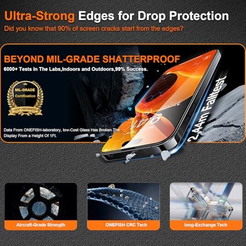 OneFish for iPhone 15 Plus 6.7 inch Tempered Glass Screen Protector 2 Pack Auto Dust-Elimination Easy Installation HD Clear Screen Protector - Thumbnail 5