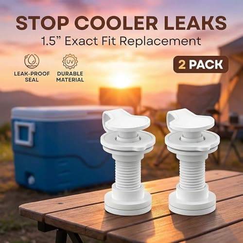 2 Pack 1.5” Cooler Drain Plug Replacement Kit for Coleman Xtreme – Exact Fit, No Leaks, Cap + Shaft + Gasket Included - Thumbnail 4