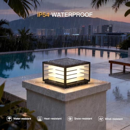 MVBT 11.8'' Solar Post Lights Outdoor, Glass Solar Pillar Lights Outdoor - Thumbnail 4