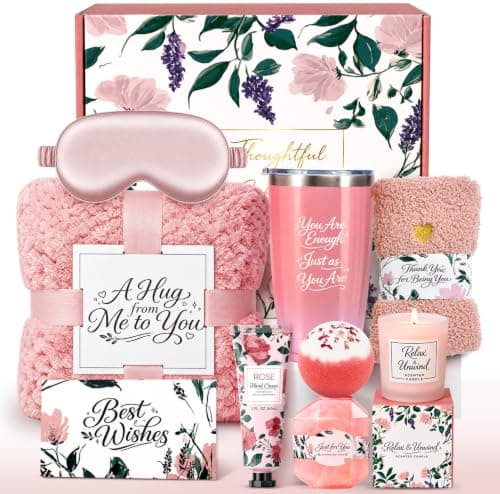 BodyRefresh 10-Piece Gift Basket for Women, Get Well Soon & Thinking of You Gifts for Her, Cozy Self Care Gift Set with Blanket, 20oz Tumbler, Socks, Candle, Bath Bomb for Mom Friend Sister - Image 1