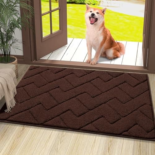 OLANLY Indoor Door Mat, 36x24, Dirt Resistant and Absorbent, Sturdy Non-Slip Rubber Backing, Easy to Clean, Washable Low-Profile Doormat for Entryway, Dark Brown - Image 1