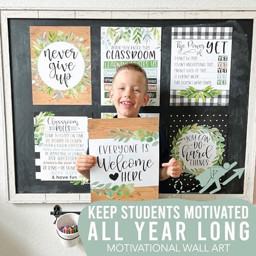 Hadley Designs Motivational Poster for Classroom Decor - 9 Growth Mindset Classroom Posters Elementary, Inspirational Wall Decor Middle School, Teacher Must Haves, Farmhouse Bulletin Board Decorations - Thumbnail 6