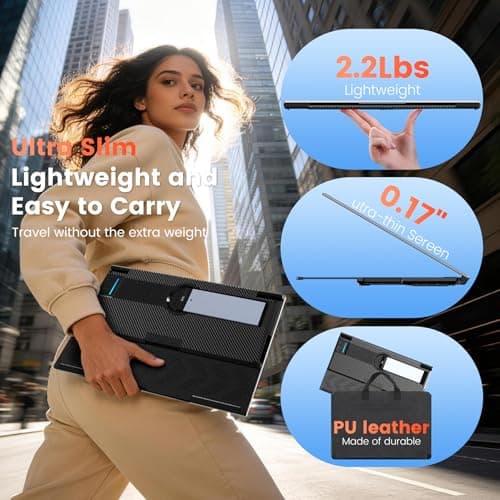 SMISEACOW Laptop Screen Extender 15.6" for 13-17.3'' Laptops, Portable Dual Monitor for Laptop, Ultra-Slim Clamp-On Vertical Dual IPS 1080P Screen Monitor Extender, USB-C HDMI for Office Travel - Thumbnail 6