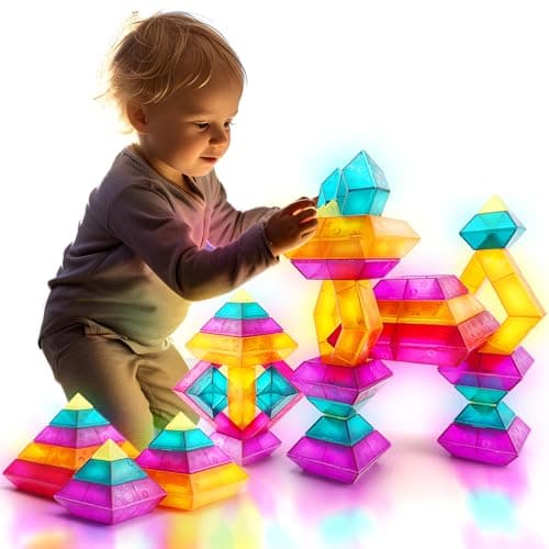 30-Piece Building Blocks Set for Kids - STEM Preschool Learning Activities Ages 3-6 Years Old, Light Table Compatible Educational Stacking Toys