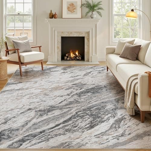 Micgeek Area Rugs for Living Room: 5X7 Abstract Washable Rug Modern Neutral Large Soft Stain Resistant Non-Slip for Bedroom Dining Room Indoor Home Office Carpet - Taupe - Image 1