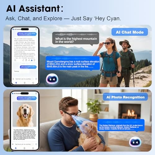 linktoonex Smart Glasses with Camera, AI Glasses 30FPS EIS Video Recording, 8MP HD Photo, 139 Language Real Time Translation, Voice Assistant, Interchangeable Clear & Photochromic Lenses - Thumbnail 6