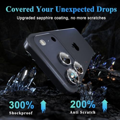 YWXTW Camera Lens Protector for iPhone 17 Pro/iPhone 17 Pro Max, [1 Step Installation Tray] Tempered Glass Screen Protector Metal Individual Camera Cover Accessories Case Friendly (Glitter Blue) - Thumbnail 3
