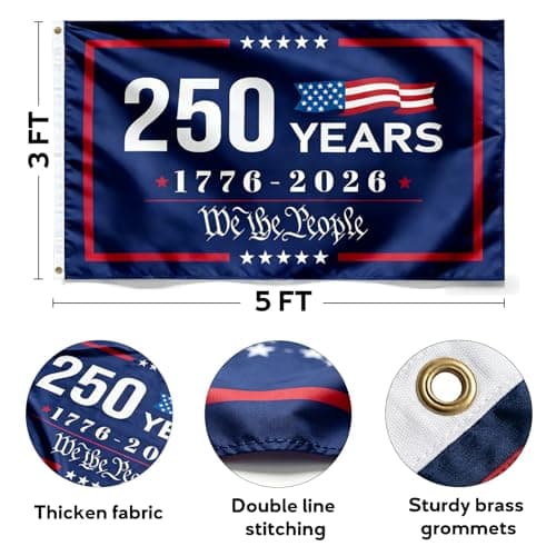 GOAUS 250 Years Patriotic Embroidered Hat, Socks and 3x5 Flag, American Merchandise 250th Anniversary USA Gifts for Men Dad Fathers Day - Thumbnail 3