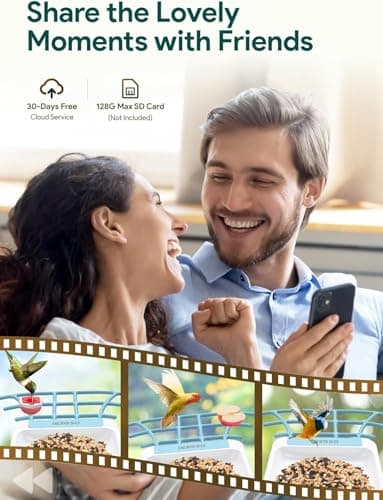 Osoeri Bird Feeder with Camera - Solar Smart Bird Feeder with AI Identify, 1080P HD Auto Capture Birds Video, Real-Time Alerts, Gifts for Family and Friends, 2.4GHz WiFi - Thumbnail 6