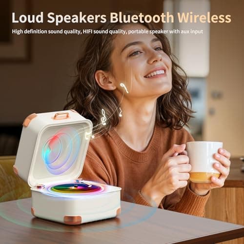 MEI SHUO PIN Portable Bluetooth Speaker,Mini Record Player,HD Sound Quality, Mini Bluetooth Speaker, up to 8 Hours of Play Time,TWS Pairing,Suitable for Family Parties, Outdoor Travel, Birthday Gifts - Thumbnail 6
