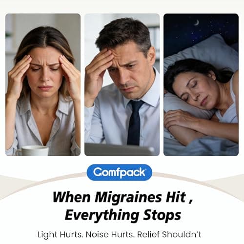 Comfpack Migraine Relief Cap with 30% Longer Cold, Headache Relief Hat Ice Pack Mask Product, Soft Cooling Gel Head Wrap Cold Therapy Hat for Migraine, Sinus Pain, Stress Relief, Sleep & Hangover - Thumbnail 2