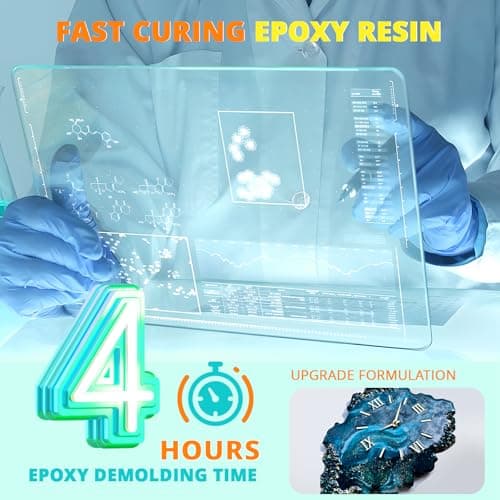 Epoxy Resin, KHKD RESIN 32 OZ Fast Cure Epoxy Resin Kit, Quick Dry Resina Epoxica Upgrade 4 Hours Unmould, Clear High Gloss Epoxy, Odorless Art Resin for Painting, Craft, Coasters, Coating, Jewelry - Thumbnail 5
