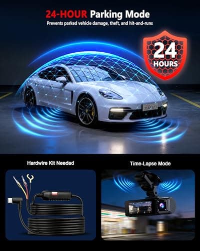 4K+2K+2K 3 Channel Dash Cam Front and Rear, 128GB Card Included, Dash Camera for Cars 5.8G/2.4G Dual Wifi, Built-in GPS, Night Vision, WDR, 170°Wide Angle, G-Sensor Emergency Lock, 24H Parking Monitor - Thumbnail 5
