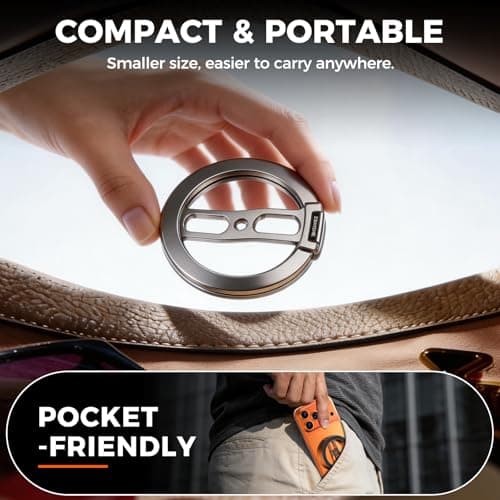 ZBHISHE Magnetic Phone Ring for MagSafe Grip [Dual-Sided Magnetic] [Magnet Phone Stand Grip Compatible with Car Mounts] Mag Safe Accessory for iPhone 17/16/15/14/13 Pro Max Plus, Grey - Thumbnail 5
