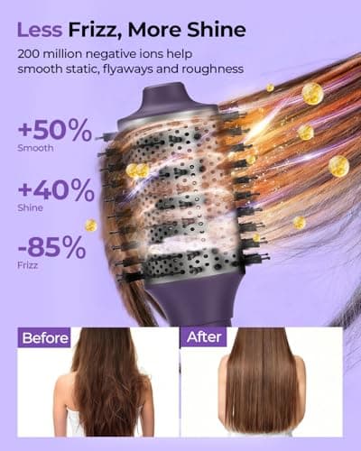 Funflow 6-in-1 Hair Dryer Brush with Premium Aluminum Body, 110,000 RPM High-Speed Air Styler with Auto-Wrap Curlers, 200 Million Negative Ions, for Drying, Curling, Smoothing & Volumizing - Thumbnail 6