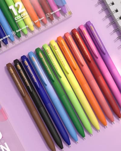 Four Candies Quick Dry Ink Colored Pens Set, 12 Colors Retractable Gel Pens, 0.7mm Fine Point Colorful Pen for Note Taking & Drawing, Colored Gel Pen with Comfort Grip for Office, School & Home - Thumbnail 4