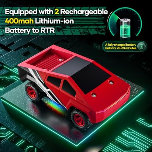 HOMETALL Remote Control Car RC Trucks - 2WD RC Truck Toy RC Cars for All Terrain, 1/24 Scale Pick-up Hobby Monster Truck Toys 2.4GHz Off-Road Vehicles Kids Gifts for Boys/Girls Age 3+, Red - Thumbnail 6
