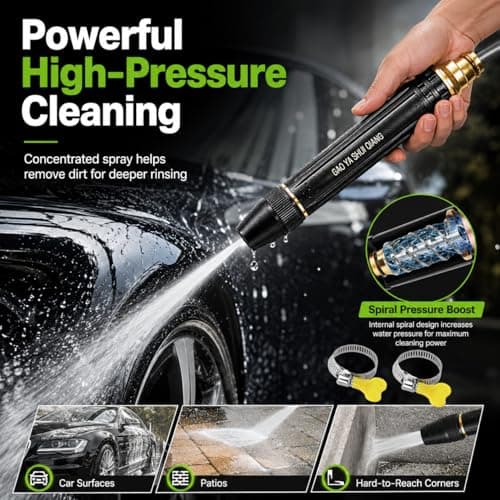 Jet Nozzle Power Washer for Garden Hose, High Pressure Hose Nozzle for Car Washing, Patio Cleaning, Garden Watering, Powerful Cleaning Spray Nozzle with Pacifier Interface(1 Set) - Thumbnail 3