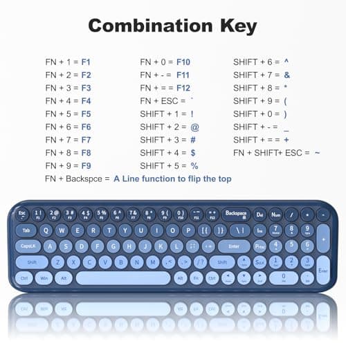 Wireless Keyboard and Mouse Combo, Typewriter Keyboard with Compact Size, Cute Cat Shaped Mouse, USB Plug and Play for Windows, Computer, PC, Laptop, Desktop (Blue Gradient) - Thumbnail 5