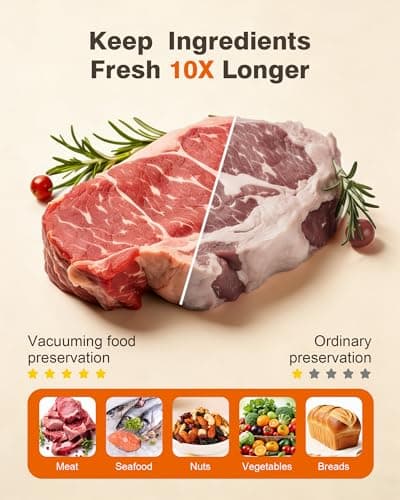 Vacuum sealer for food, Chef’s Design to Preserve Freshness, Compact Handheld Vacuum Sealer with 30 Reusable Bags, Professional-Grade for Food Storage Savers, Mustard - Thumbnail 5
