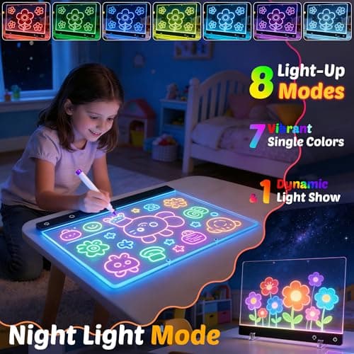 16'' Rechargeable LED Drawing Board for Kids, Light Up Drawing Tablet for Girls Boys, Cordless Drawing Pad Arts Crafts for Kids Ages 8-12, Easter Birthday Gifts for 5 6 7 8 Year Old Girls - Thumbnail 2