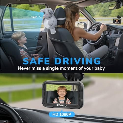 IPOZITO Baby Car Camera with 1080P HD Night Vision Koala Rear Facing Car Seat Camera to Easily Observe Your Baby’s Move for Kids Newborns Pets ACZ439 - Thumbnail 3