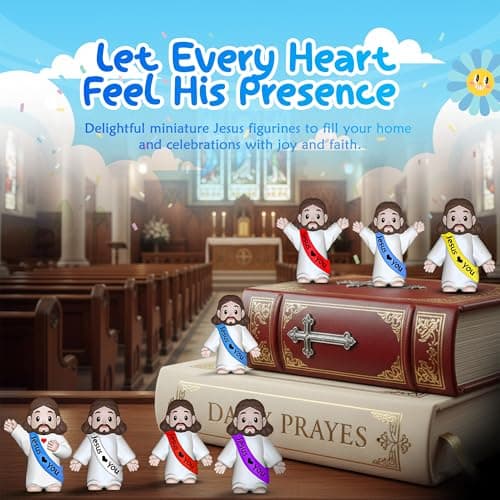 VINETEN 100 Pack Little Jesus Figures – Multicolor “Jesus Loves You” Mini Statues for Easter Egg Stuffers, Christmas Party Favors and Religious Celebrations (Rainbow Color) - Thumbnail 6