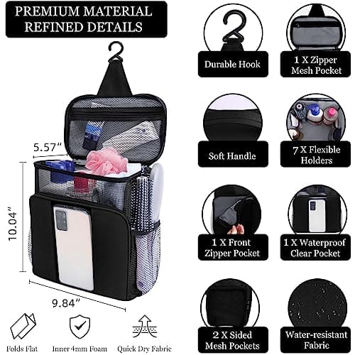 Dorm Room Essentials for College Students Girls Boys Guys,Shower Caddy,Travel Essentials Hanging Toiletry Bags for Traveling Women Men,Mesh Shower Caddies Portable for Camping,Gifts for Christmas - Thumbnail 2