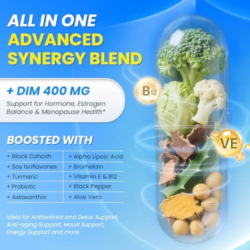 Lukaree DIM Supplement 400MG for Women - 12 in 1 Liposomal Dim Capsules- with Black Cohosh, Soy Isoflavones & Alpha Lipoic Acid, Vegan, 60 Ct. - Thumbnail 2