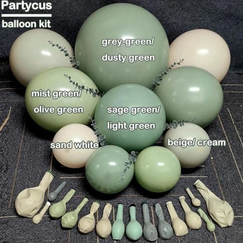Dusty Green White Balloon Arch Double Stuffed Sage Light Green White Sand Beige Balloon Garland Eucalyptus Leaves for Baby Shower Neutral Birthday Woodland Bridal Wedding Gender Reveal Party Decor - Thumbnail 4