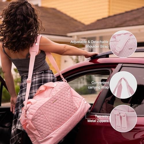 EVERFUN Weekender Bags for Women,Gym Tote Bag with Shoe Compartment for Girls, Perfect for Gym, Yoga, Travel, Camping, Beach, Sports and Daily Commuting - Thumbnail 6