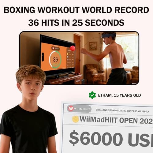 WiiMad Boxing Reflex Ball with App Punch Counter, Reaction Ball for Hand Eye Coordination Training, Boxing Equipment with Headband, Punching Game for Kids, Teens & Adults, Fitness Gift - Thumbnail 2