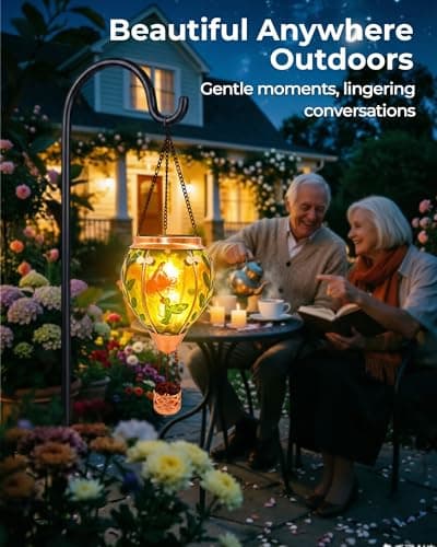 TEYIGARDEN Glass Hot Air Balloon Solar Lantern with Flame - Thumbnail 5