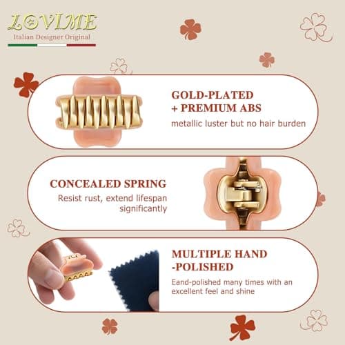 2026 Premium Durable Hair Claw Clip for Women, Original Italian Designed Strong Grip Hair Bang Clips for Thin Hair, No Slip Jaw Clips with Gift Box for Christmas Birthday Girls, 1.2" Pink Minimal - Thumbnail 5