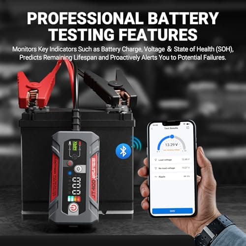 LOKITHOR JT400 2500A Portable Jump Starter with 100–2000 CCA Battery Tester, 12V Car Battery Jump Starter for Up to 8.5L Gas or 6.5L Diesel Engines, Smart Bluetooth Automotive Battery Load Tester - Thumbnail 5