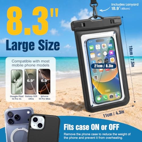 PEORSEFI 4 Pack Waterproof Phone Pouch IP68, Up to 8.3", Multicolor Waterproof Cell Phone Case for iPhone 17 16 15 Pro Max Galaxy S26 Ultra Pixel, Touchscreen Underwater Photography - Thumbnail 3