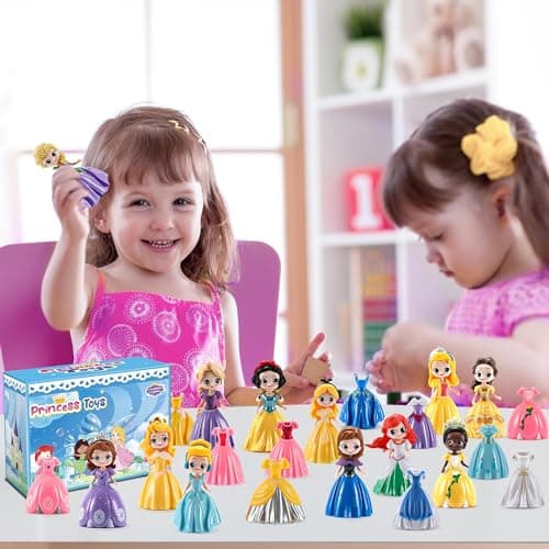 Bicakza Princess Toy for Girls - 12 Princesses with 24 Pieces of Clothing Princess Transformable Toys Perfect Decorative Idea for Fun Play, Party Favors, Classroom Prizes,Easter Gift - Thumbnail 2