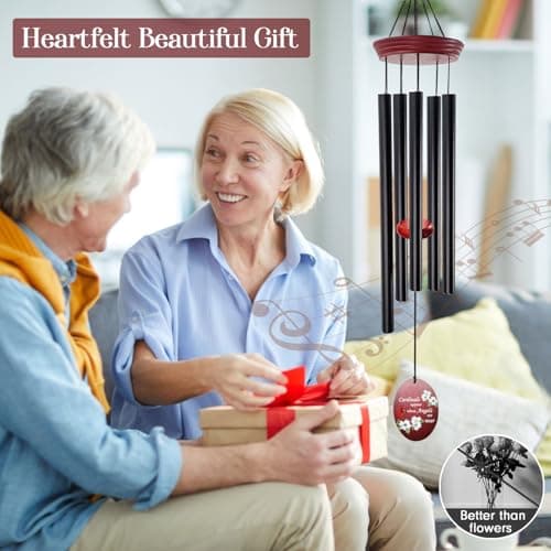 Windchime Cardinal Memorial Wind Chimes –Tuned Sympathy Wind Chime with “Cardinals Appear When Angels are Near” Saying, Red Bird Wind Sail, Outdoor Garden Gift for Loss of Loved One, Mom, Grandma - Thumbnail 3