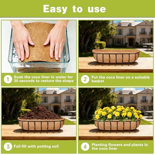 2 Pack 36 Inch Window Box Liners Coco Liners for Planters Coconut Husk Plant Liners 100% Natural Coconut Liners for Planters Coco Coir Liner for Outdoor Planter - Thumbnail 6